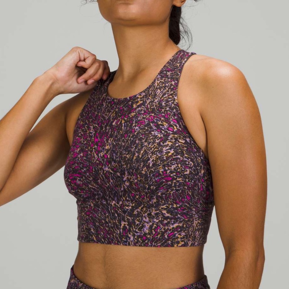 🍋 like new Lululemon Wunder Train Long-Line Bra, size 8 topography multi